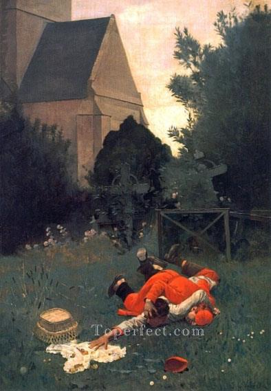 Scramble for the Lunch academic painter Jehan Georges Vibert Oil Paintings